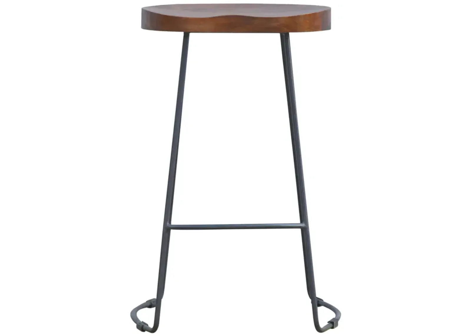 Industrial Bar Stool with Chunky Solid  Wood Seat