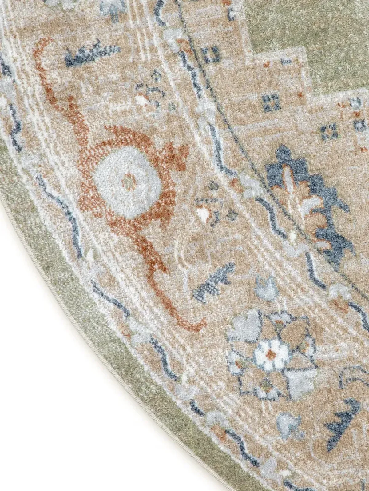 Astra Machine Washable ASW11 Sage/Multicolor 5'3" x Round Rug