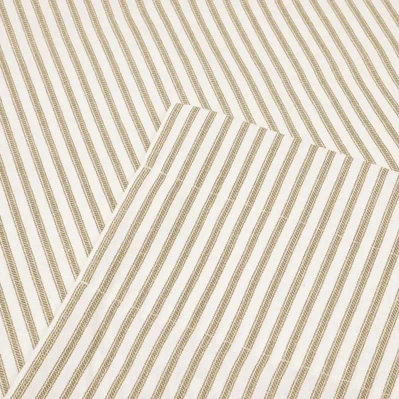 Ellis Curtain Plaza Classic Ticking Stripe Printed 1.5" Rod Pocket Tailored Tiers Tan