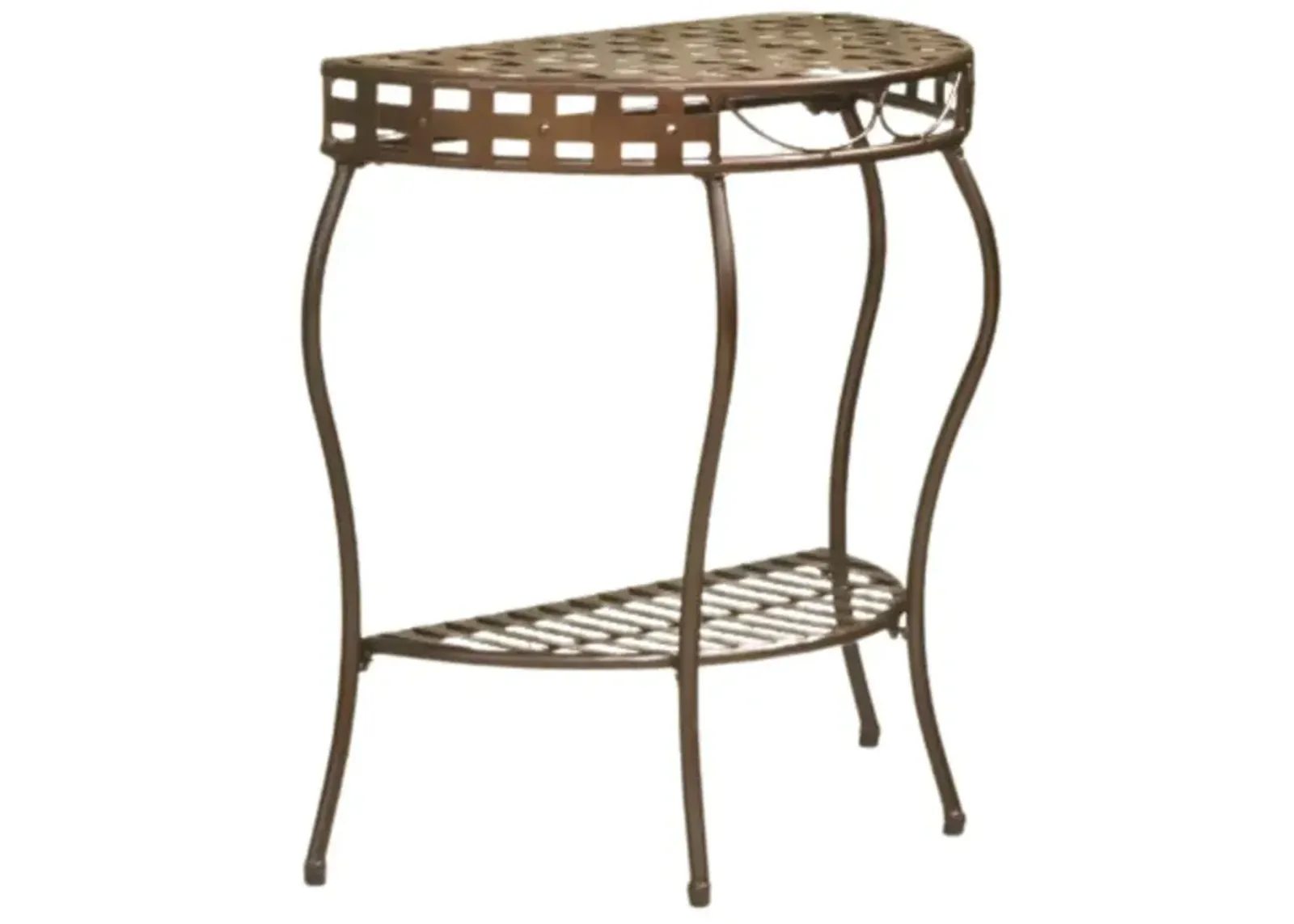 Santa Fe Iron Nailhead 2-Tier Half Moon Table