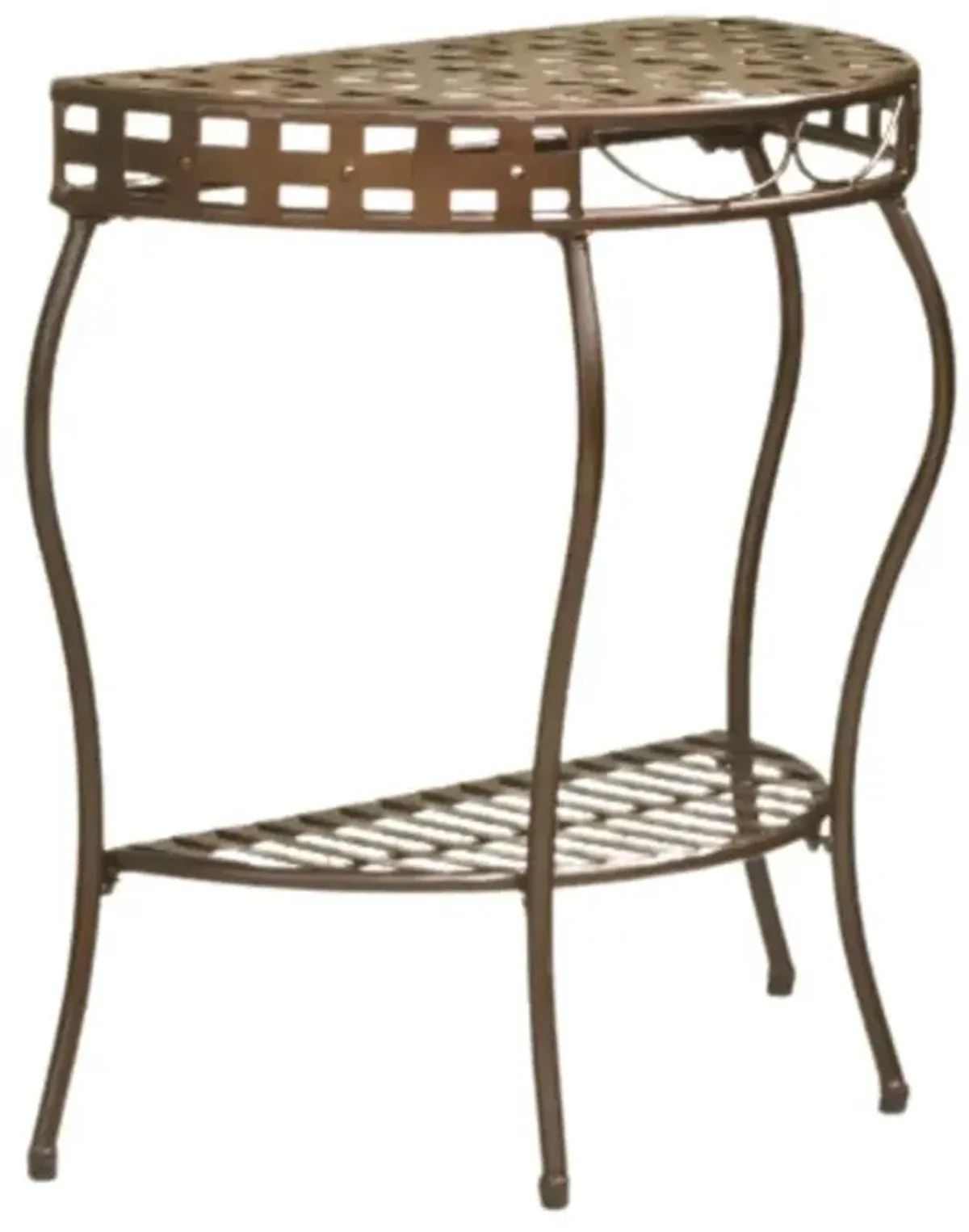 Santa Fe Iron Nailhead 2-Tier Half Moon Table