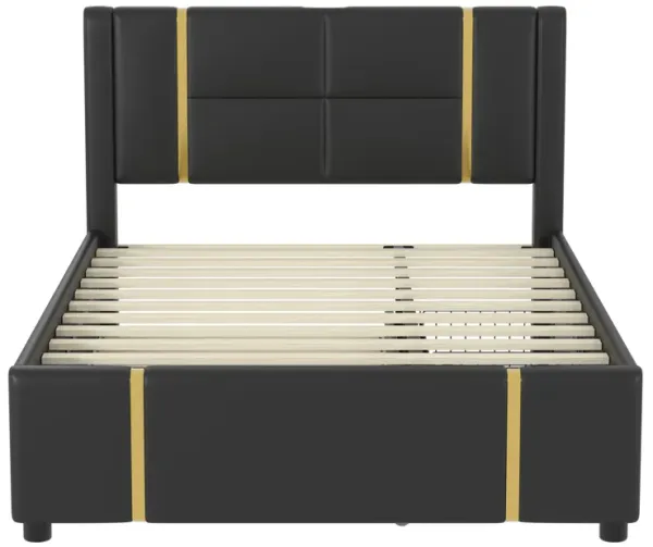 Merax PU Upholstered Platform Bed with Trundle
