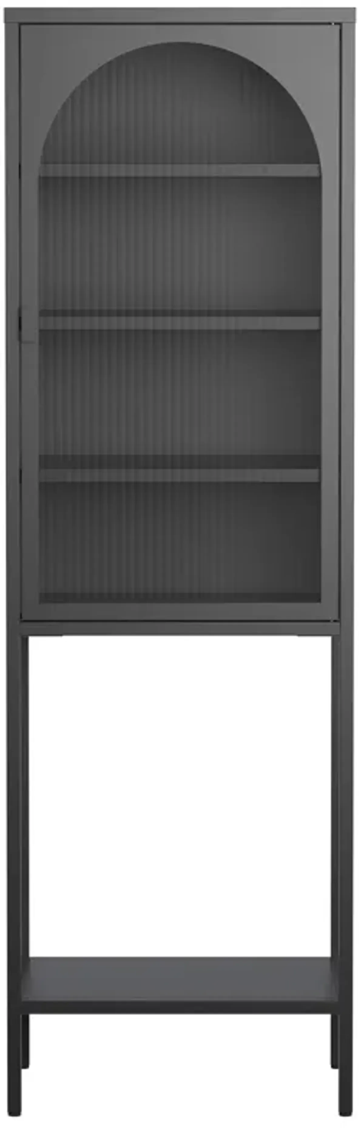 Metal Glass Door Display Storage Cabinet - 5-Tier Cube Bookshelf Storage Cabinet with 3 Adjustable Shelves For kitchen, dining room, living room, bathroom, home office