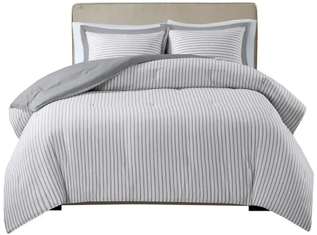 Gracie Mills Christa Striped Reversible Down Alternative Comforter Set