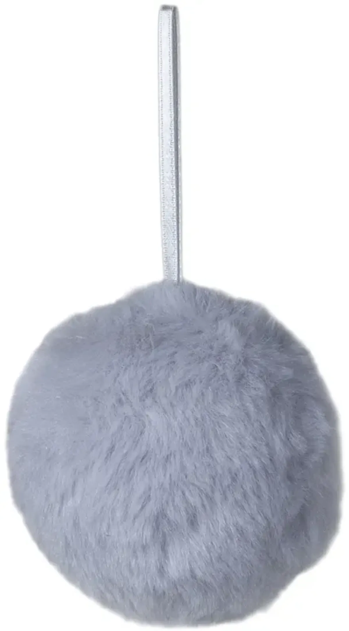 3" Light Gray Furry Plush Ball Hanging Christmas Ornament