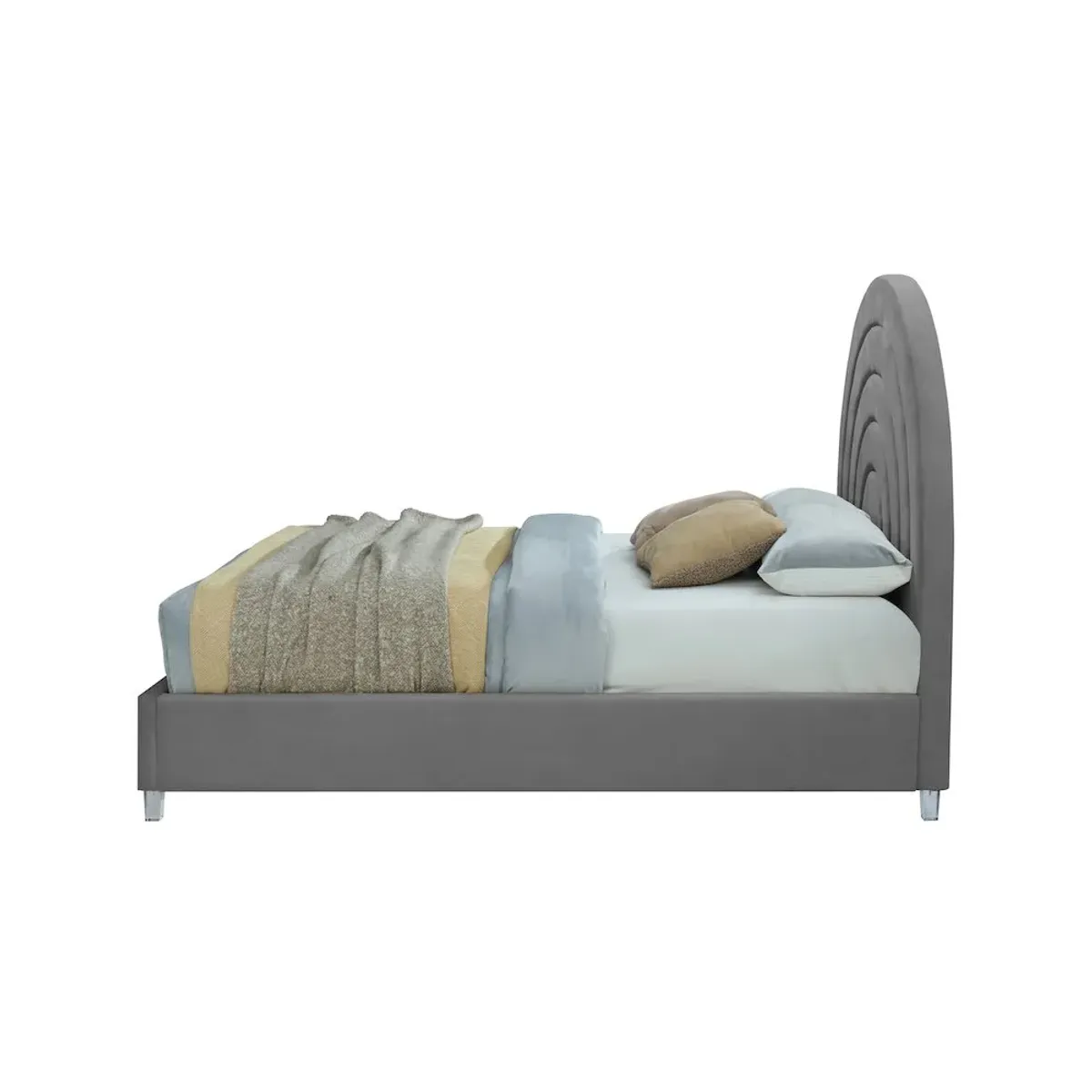 Meridian Furniture Rainbow Grey Velvet King Bed