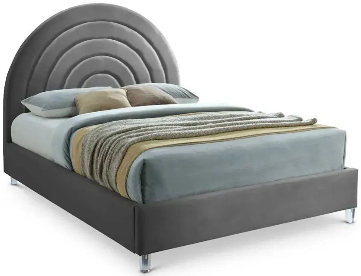 Meridian Furniture Rainbow Grey Velvet King Bed