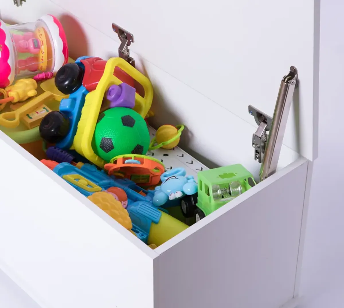 Large Storage Toy Box with Soft Closure Lid, Wooden Organizing Furniture Storage Chest, Brown