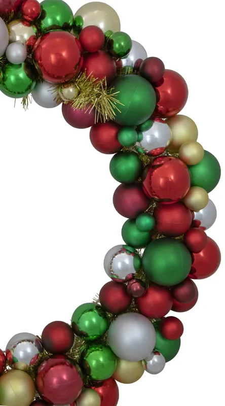 Traditional Colors 2-Finish Shatterproof Ball Christmas Wreath  36-Inch