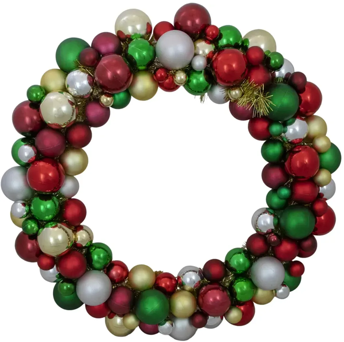 Traditional Colors 2-Finish Shatterproof Ball Christmas Wreath  36-Inch