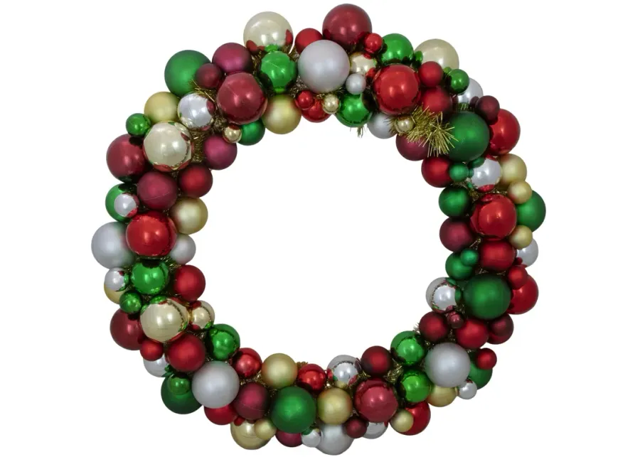 Traditional Colors 2-Finish Shatterproof Ball Christmas Wreath  36-Inch