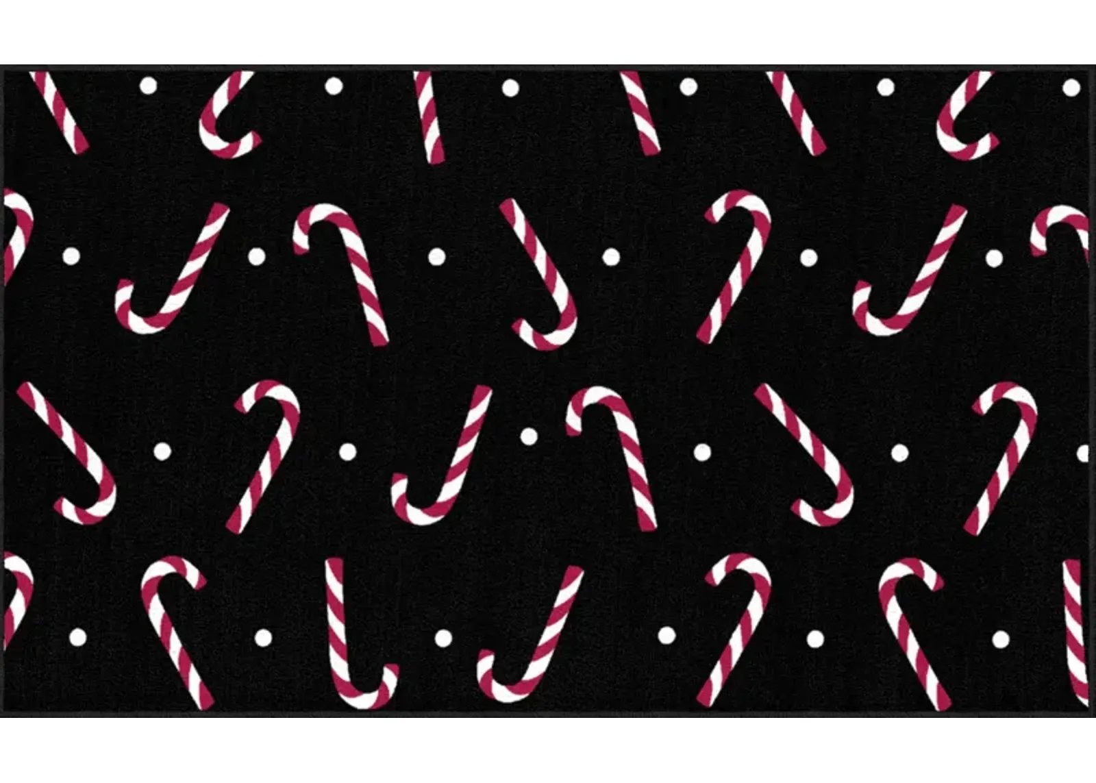 Candy Canes Black 2' x 3' 4" Kitchen Mat