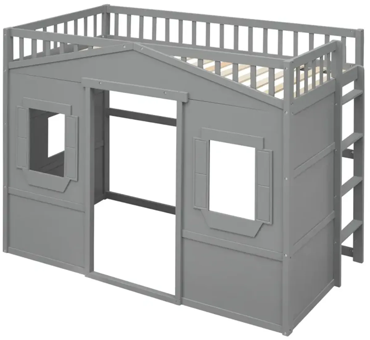 Twin Size House Loft Bed With Ladder