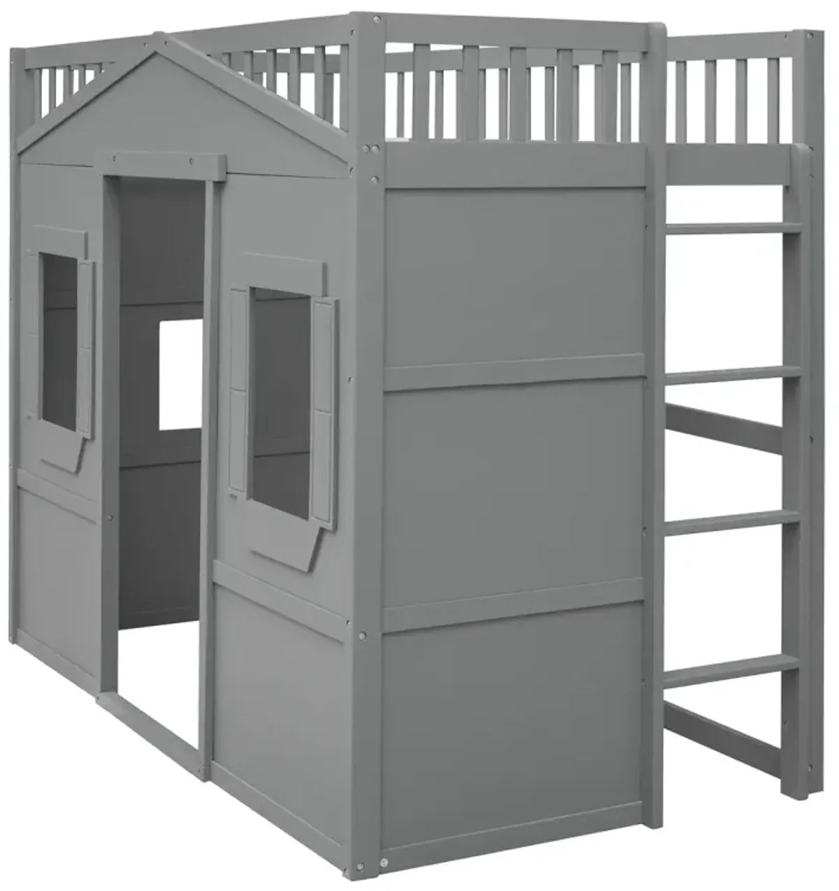 Twin Size House Loft Bed With Ladder