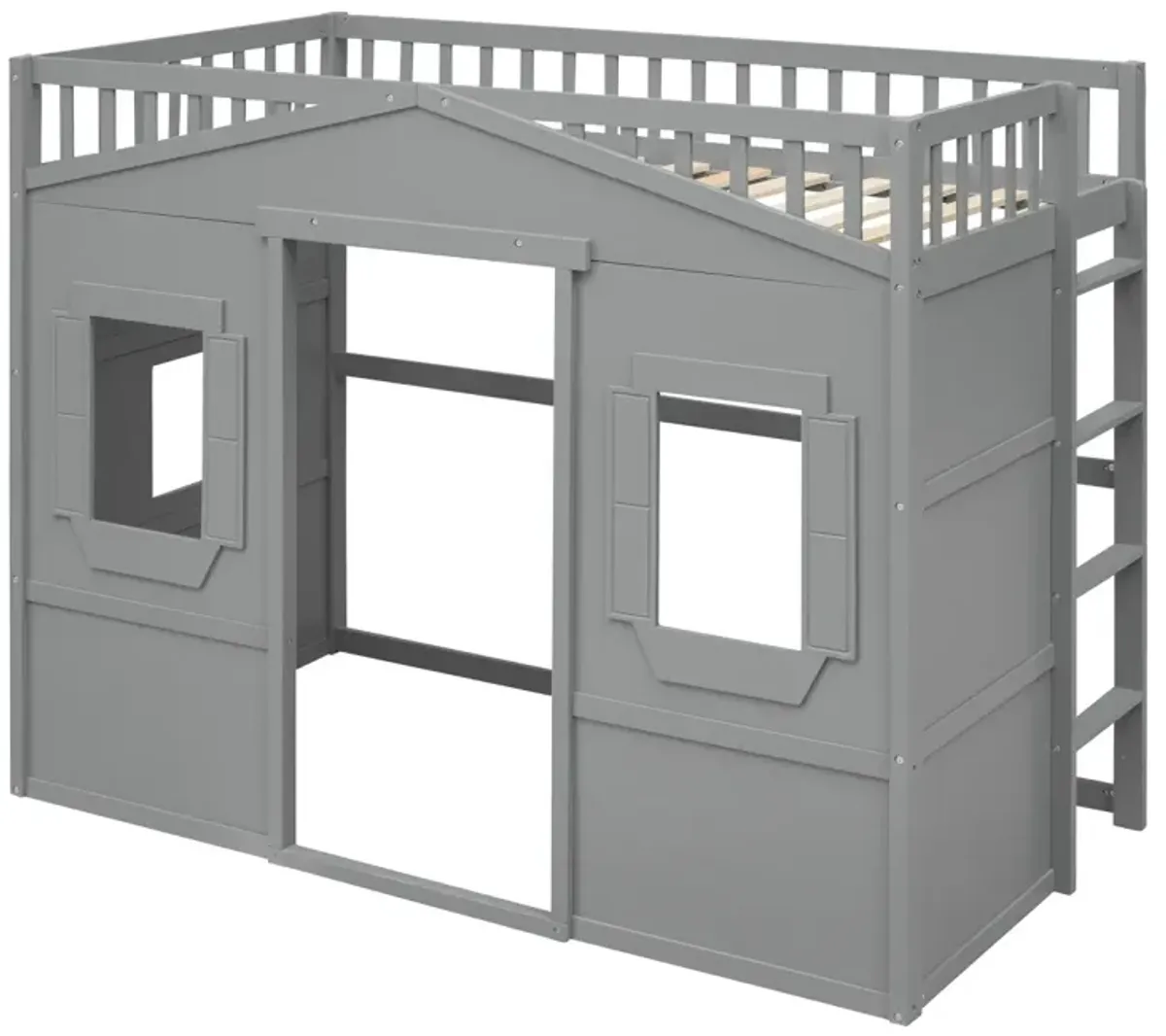 Twin Size House Loft Bed With Ladder