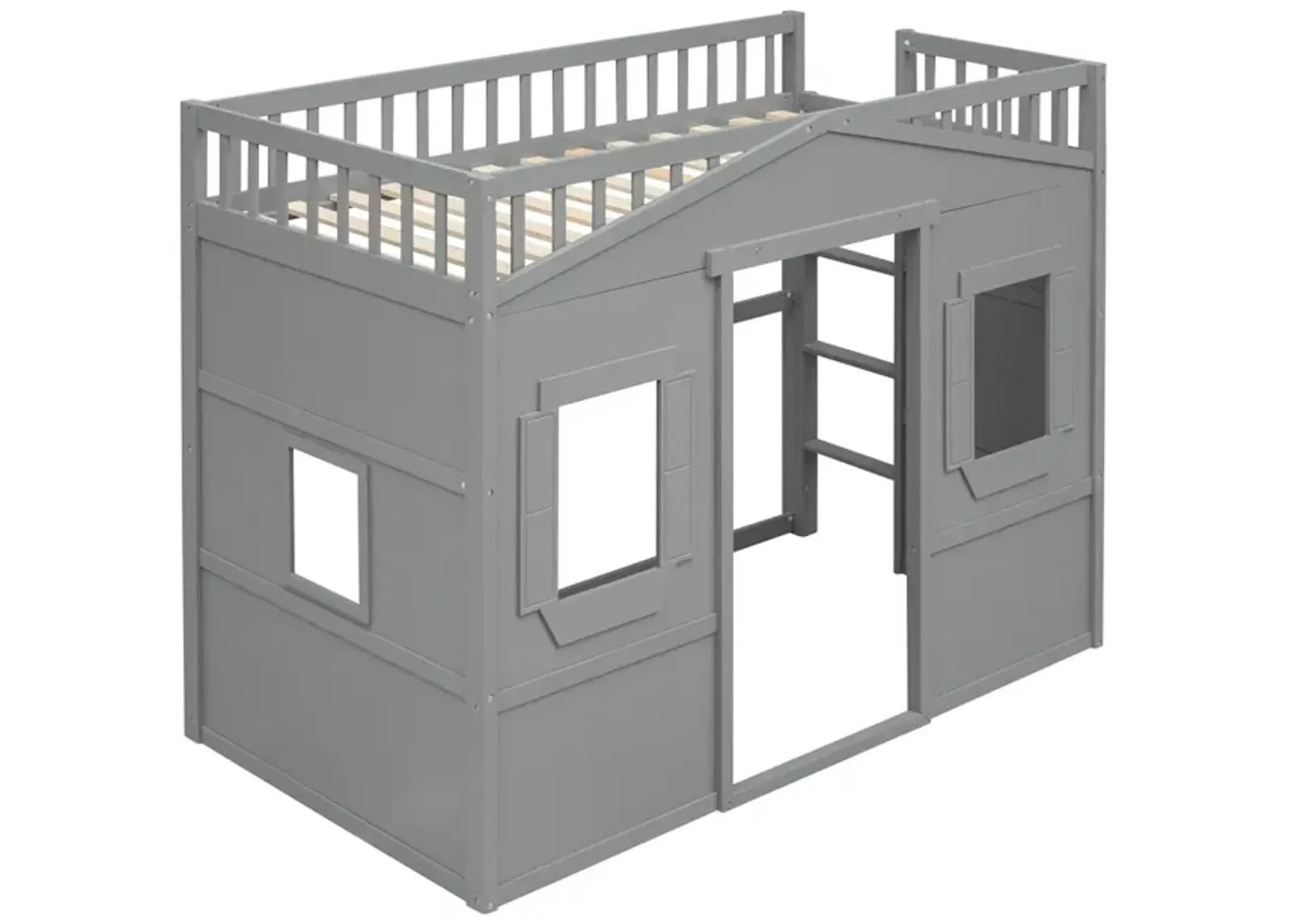 Twin Size House Loft Bed With Ladder