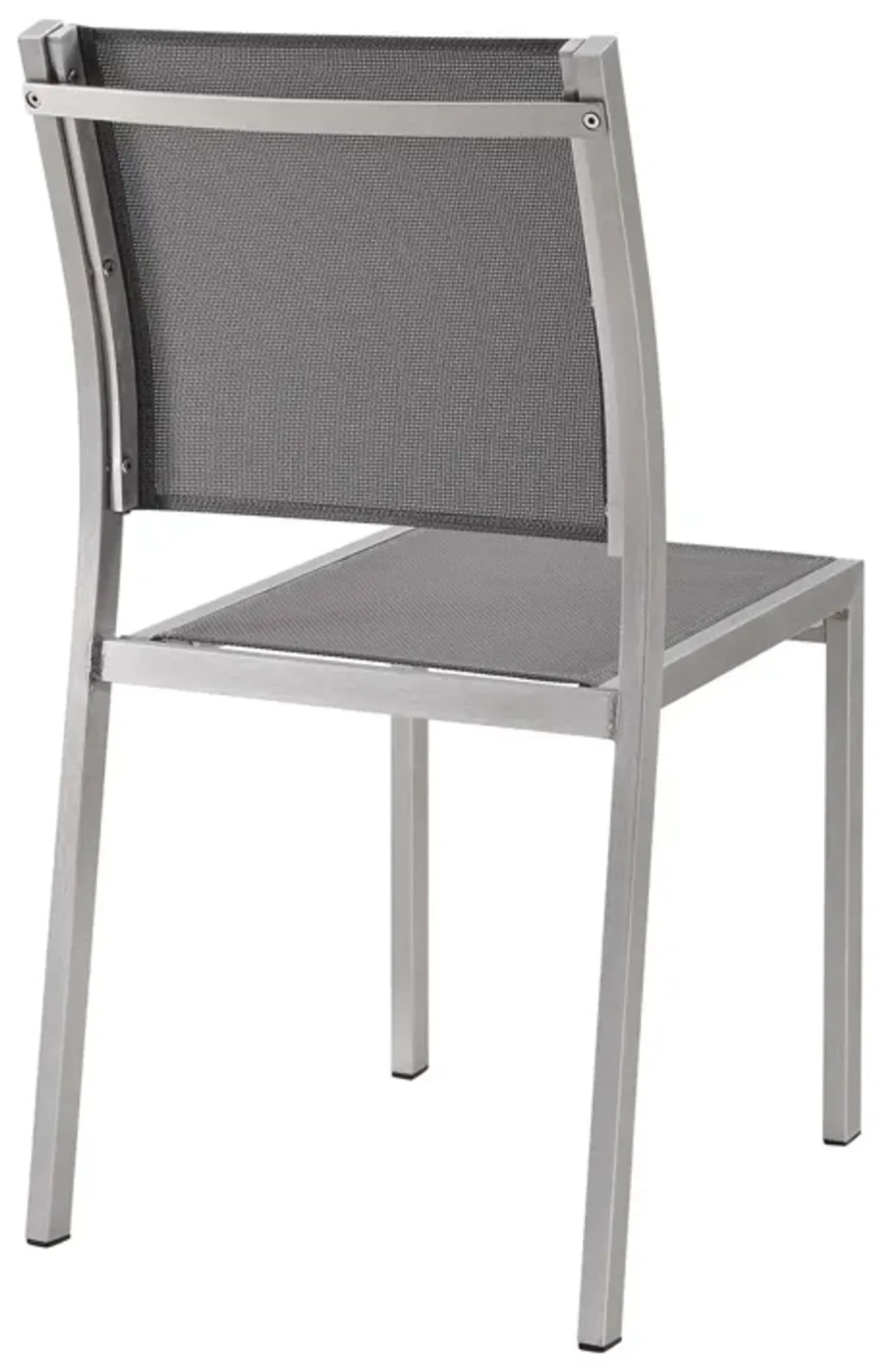 Modway Shore Aluminum Mesh Outdoor Patio Dining Accent Side Chair in Silver Gray