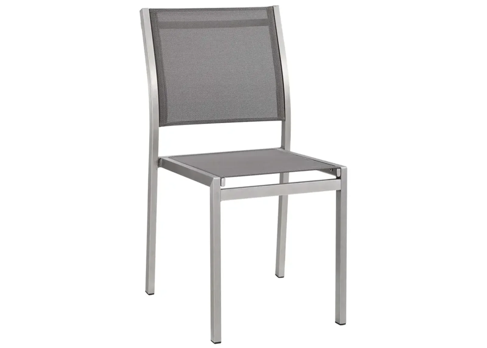 Modway Shore Aluminum Mesh Outdoor Patio Dining Accent Side Chair in Silver Gray