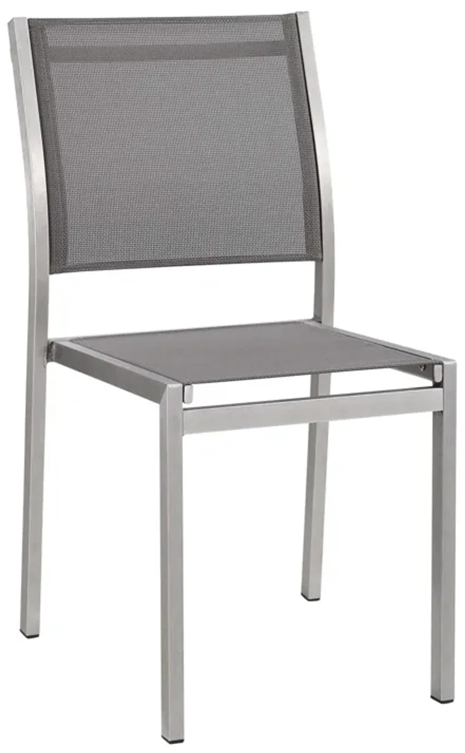 Modway Shore Aluminum Mesh Outdoor Patio Dining Accent Side Chair in Silver Gray