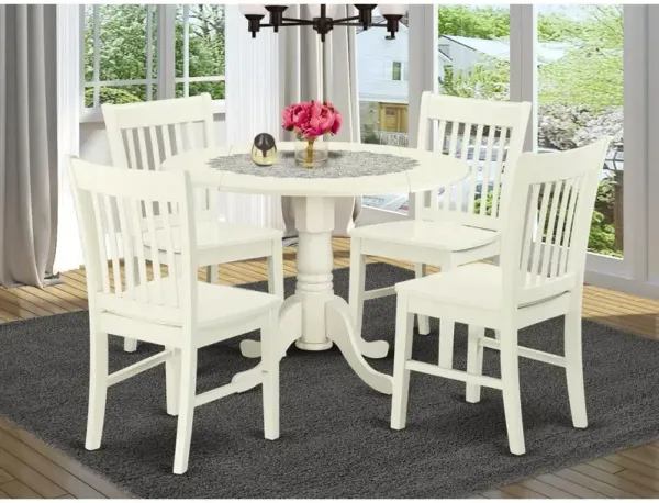 East West Furniture Dining Room Set Linen White, DLNO5-LWH-W