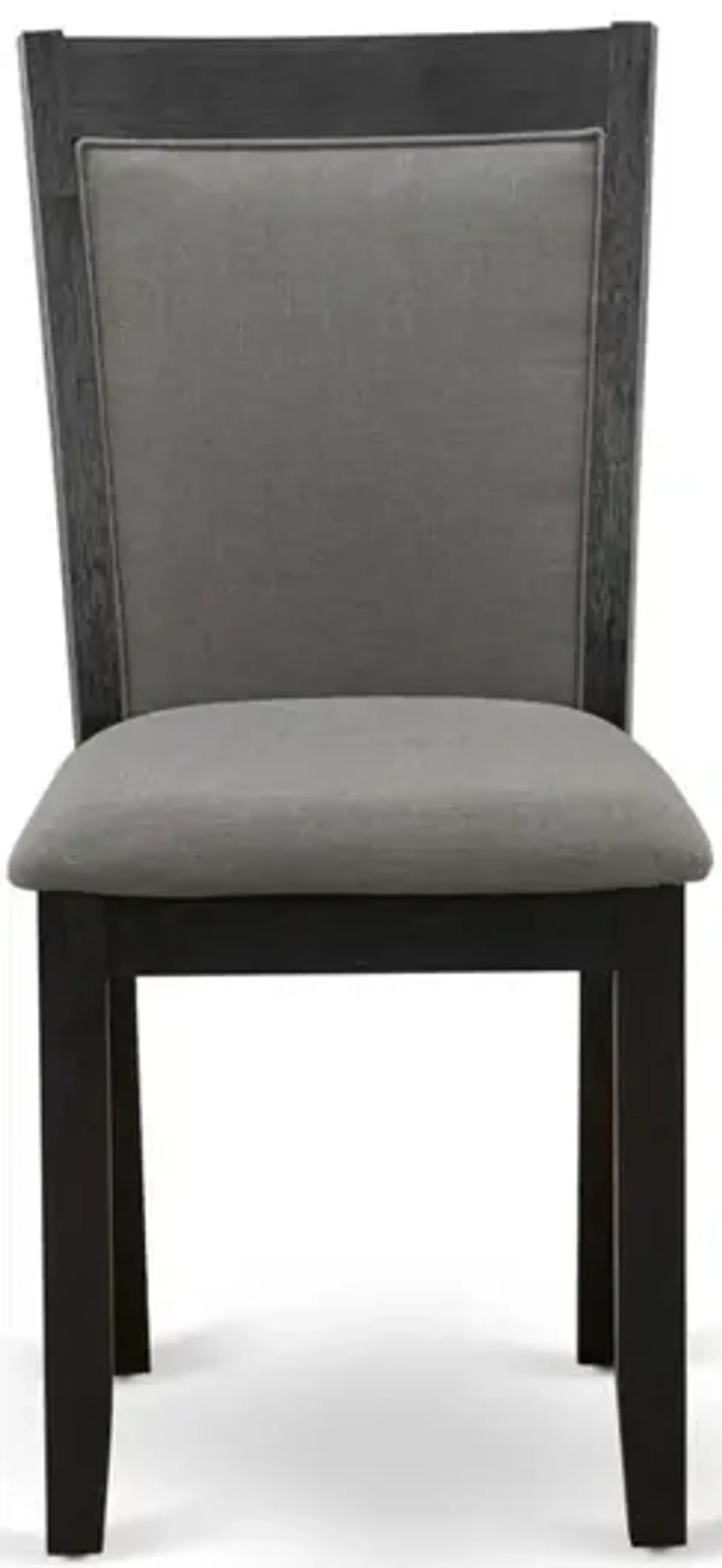 MZC6T50 Modern Dining Chairs - Dark Gotham Grey Linen Fabric Seat and High Chair Back - Wire Brushed Black Finish (SET OF 2)