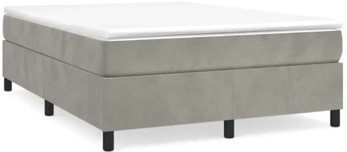 vidaXL Queen Size Box Spring Bed Frame - Light Gray Velvet Finish with Plywood and Engineered Wood - 81.1" x 59.8" x 13.8"