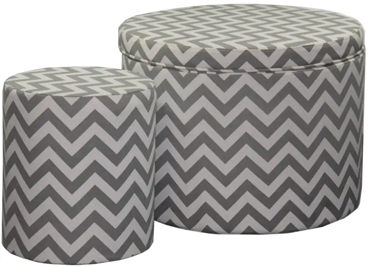 Gray and White Chevron Ottoman Two Piece Set