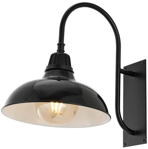 Stanley Farmhouse Industrial Indoor/Outdoor Iron LED Gooseneck Arm Outdoor Sconce