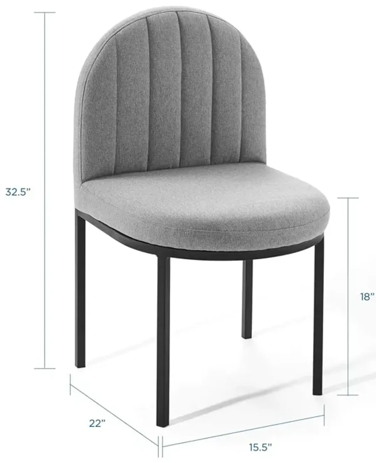 Modway Isla Channel Tufted Upholstered Fabric Dining Side Chair, Black Light Gray