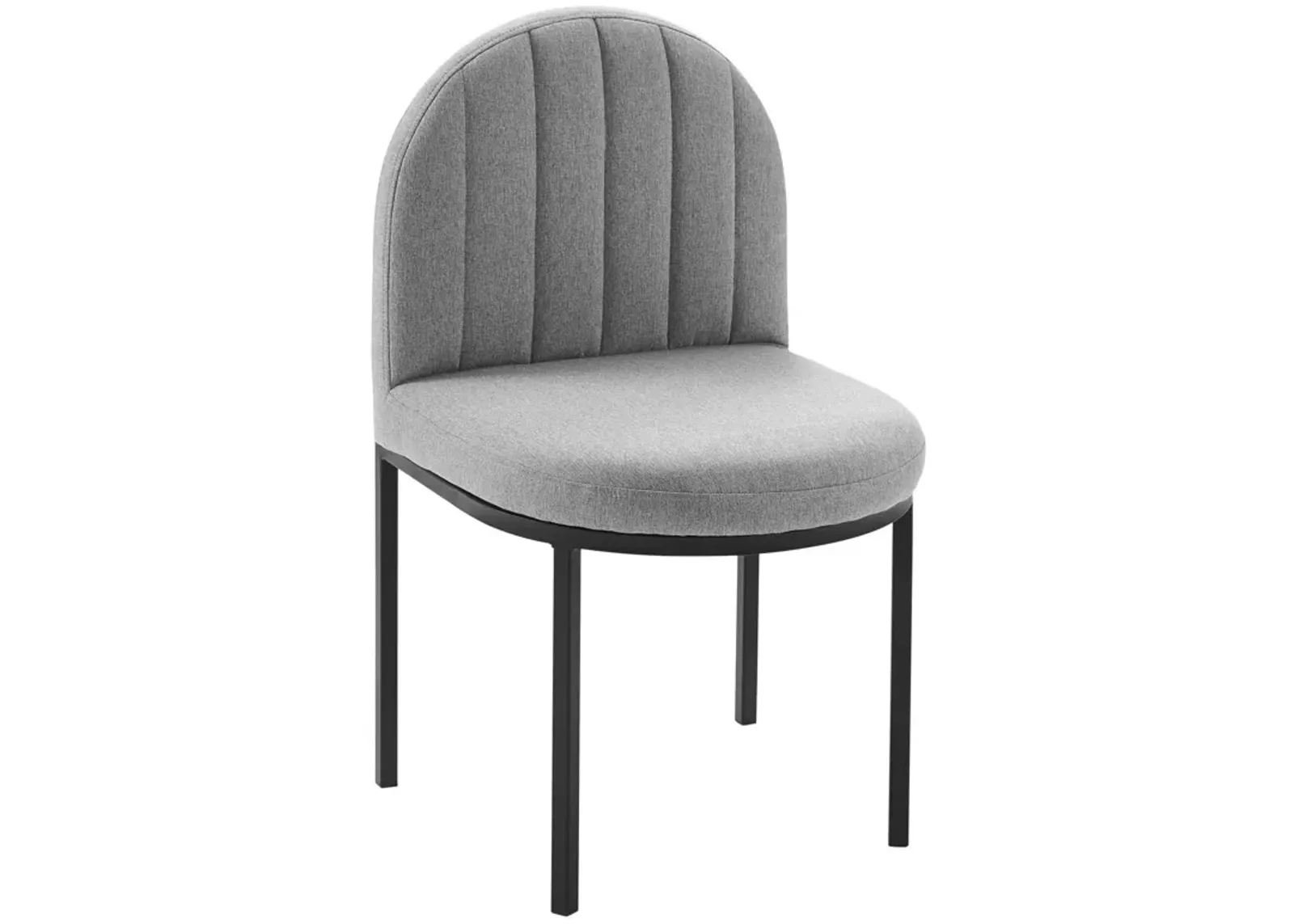 Modway Isla Channel Tufted Upholstered Fabric Dining Side Chair, Black Light Gray