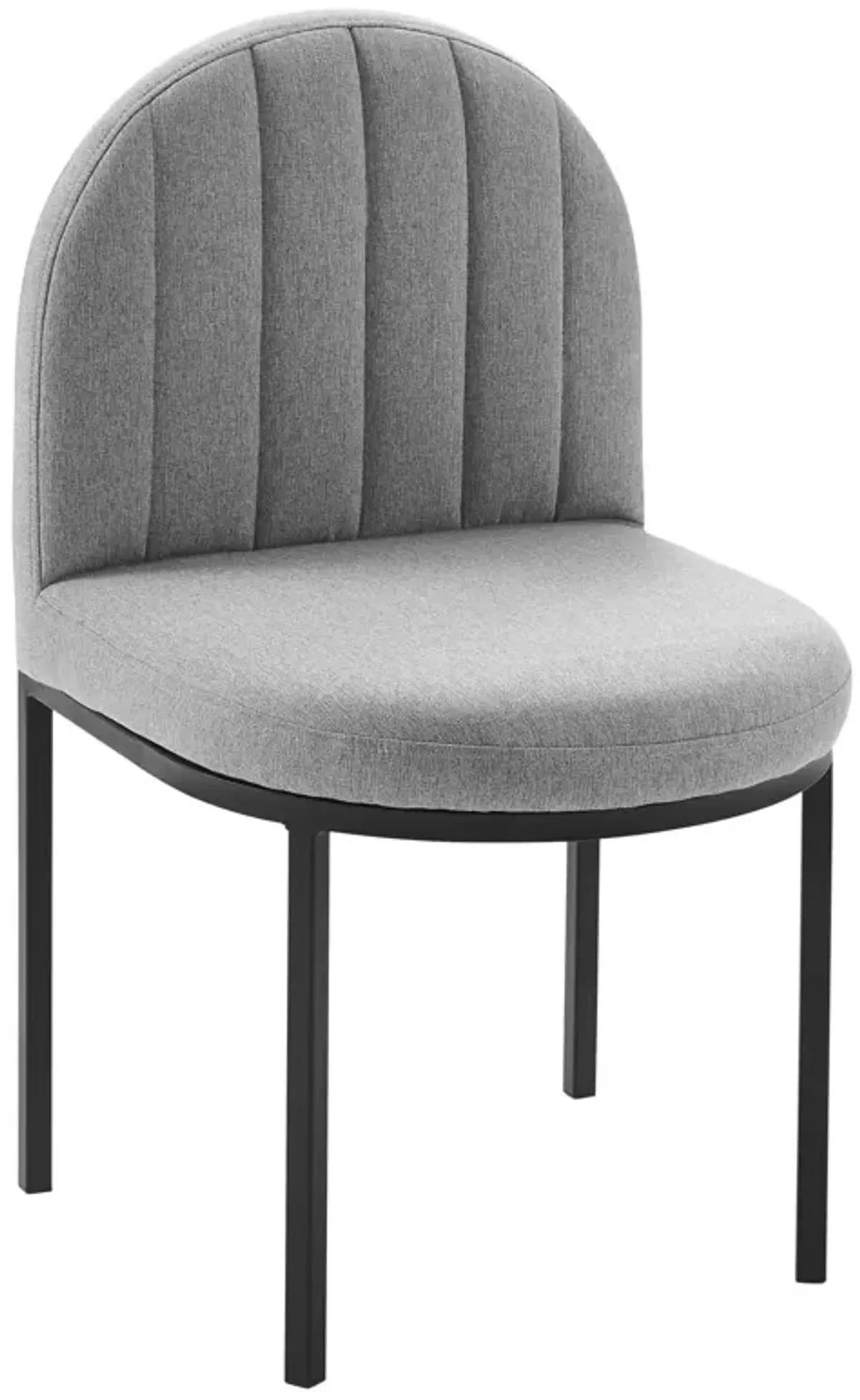 Modway Isla Channel Tufted Upholstered Fabric Dining Side Chair, Black Light Gray