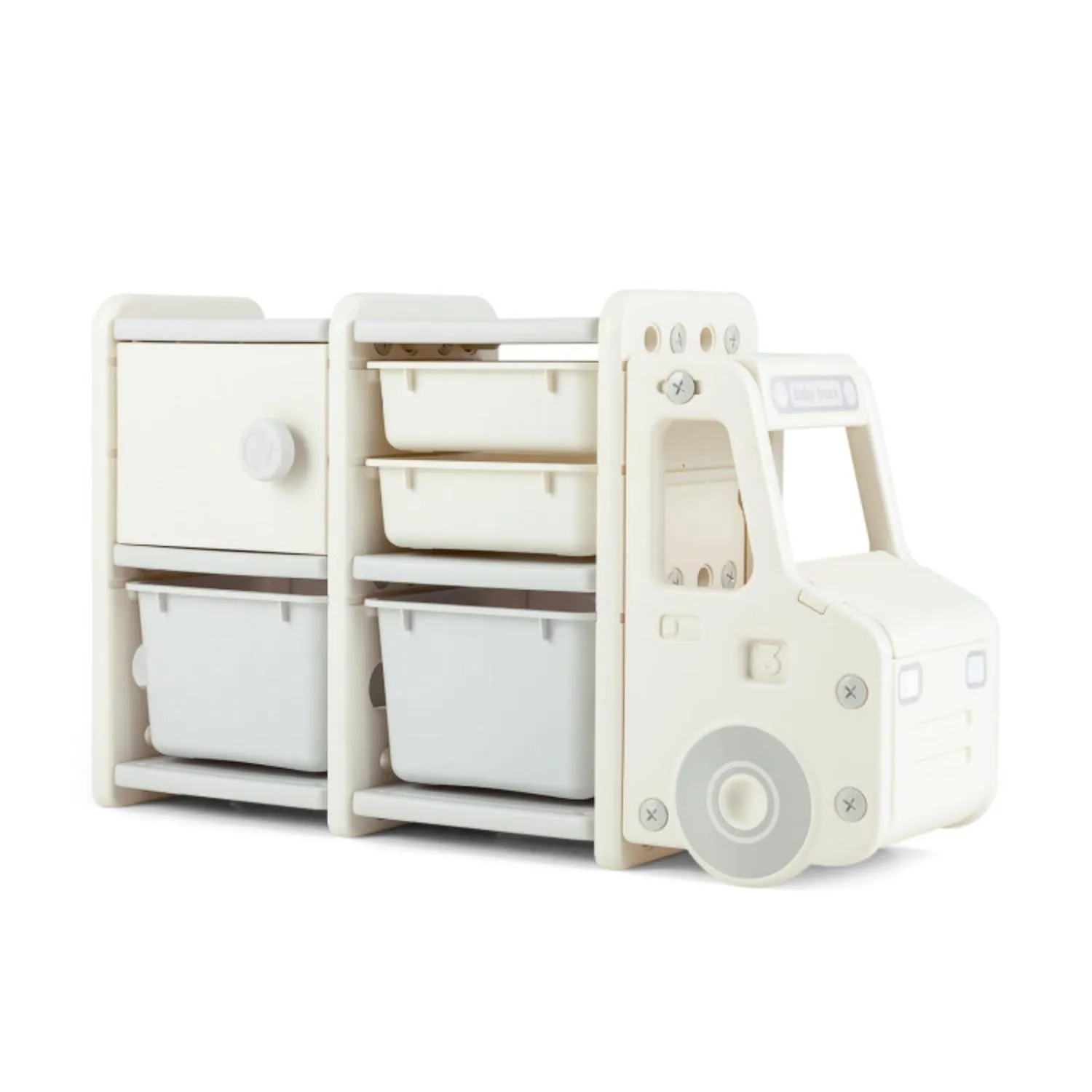 Hivvago Toddler Truck Storage Organizer with Plastic Bins-Gray