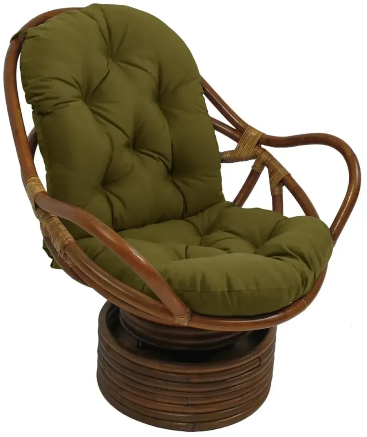 Rattan Swivel Rocker with Outdoor Fabric Cushion, Avocado