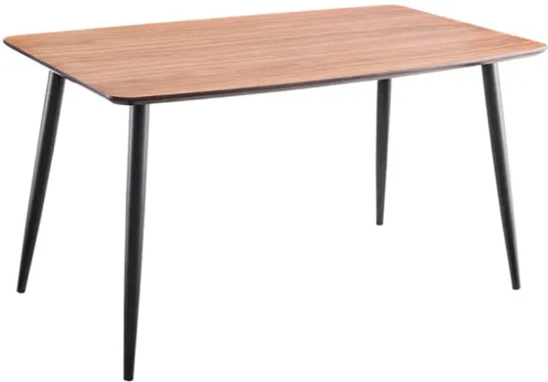 Rectangular Wood Veneer Dining Table with Iron Legs