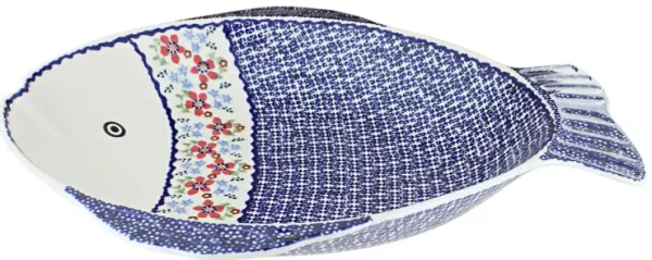 Blue Rose Polish Pottery Garden Bouquet Large Fish Platter
