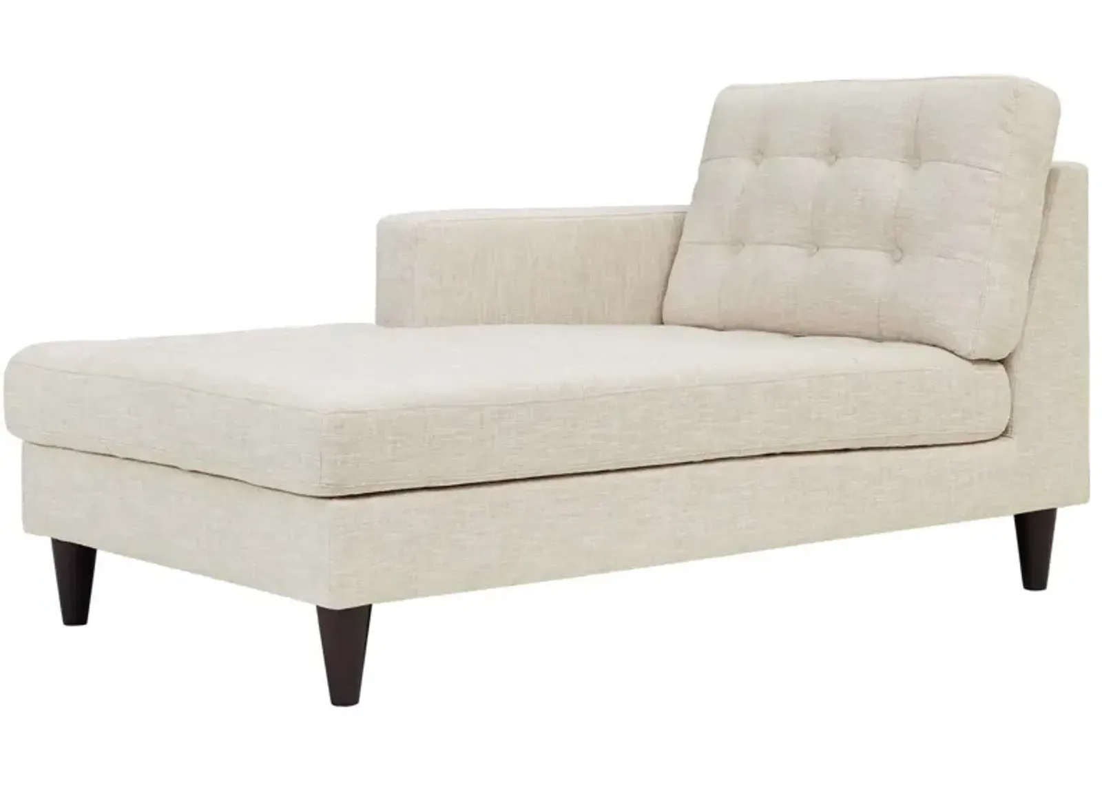 Modway Empress Mid-Century Modern Upholstered Fabric Left-Arm Chaise Lounge In Beige