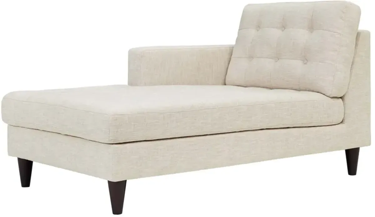 Modway Empress Mid-Century Modern Upholstered Fabric Left-Arm Chaise Lounge In Beige