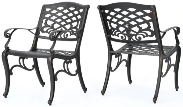 Streamdale Elegant Ornate Dining Chairs with Cast Aluminum Frame