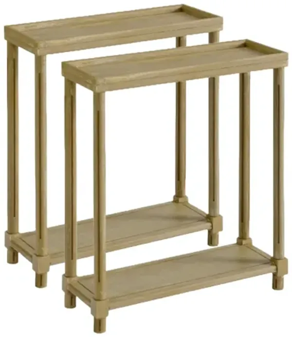 Set of 2 Wood Rectangular End Tables with Shelf, Compact Side Tables for Any Room