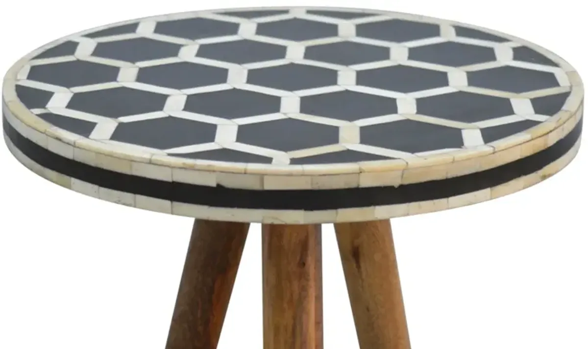 Solid Wood Bone Inlay Tripod Stool