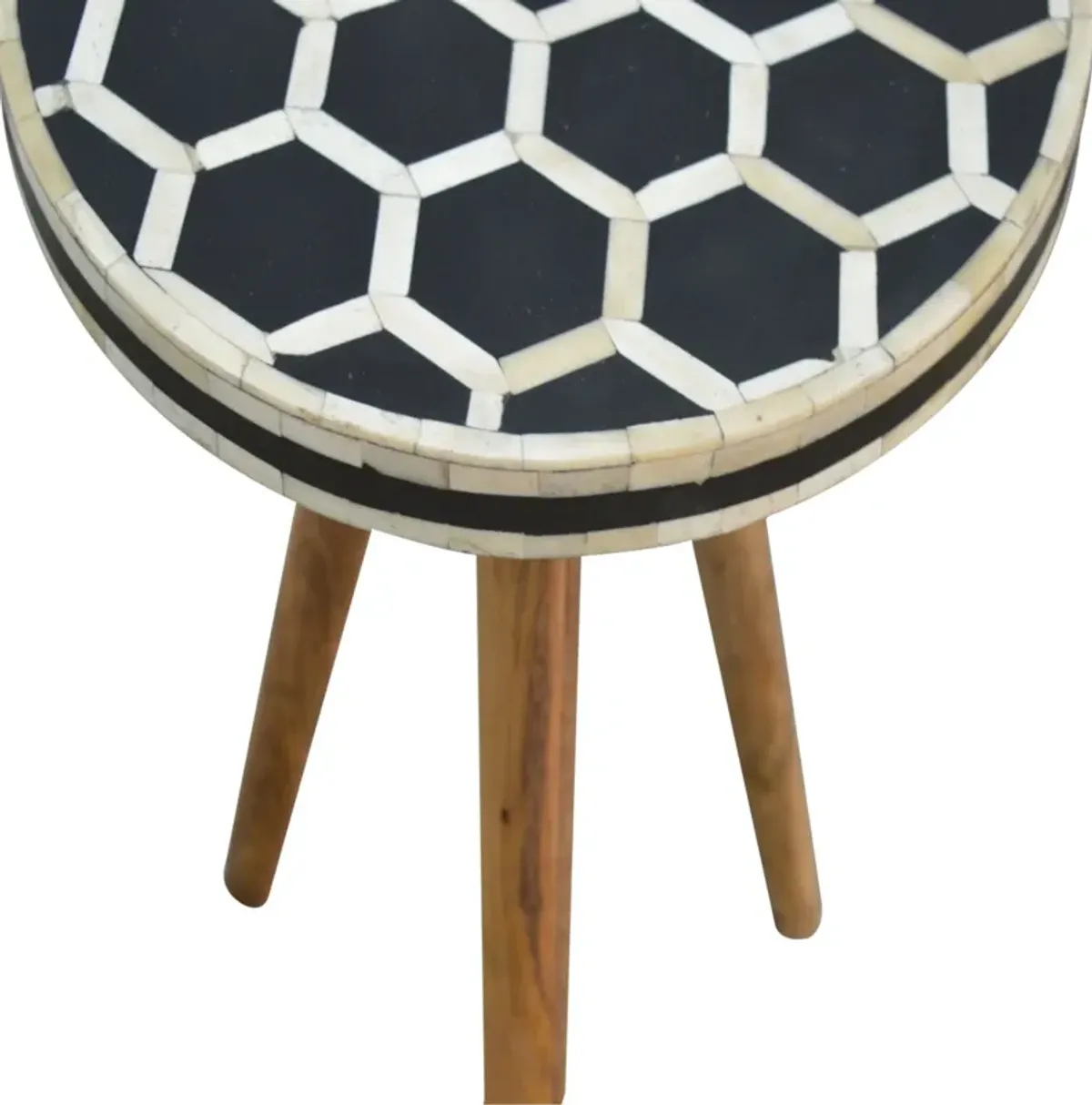 Solid Wood Bone Inlay Tripod Stool