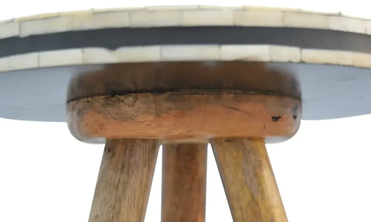 Solid Wood Bone Inlay Tripod Stool