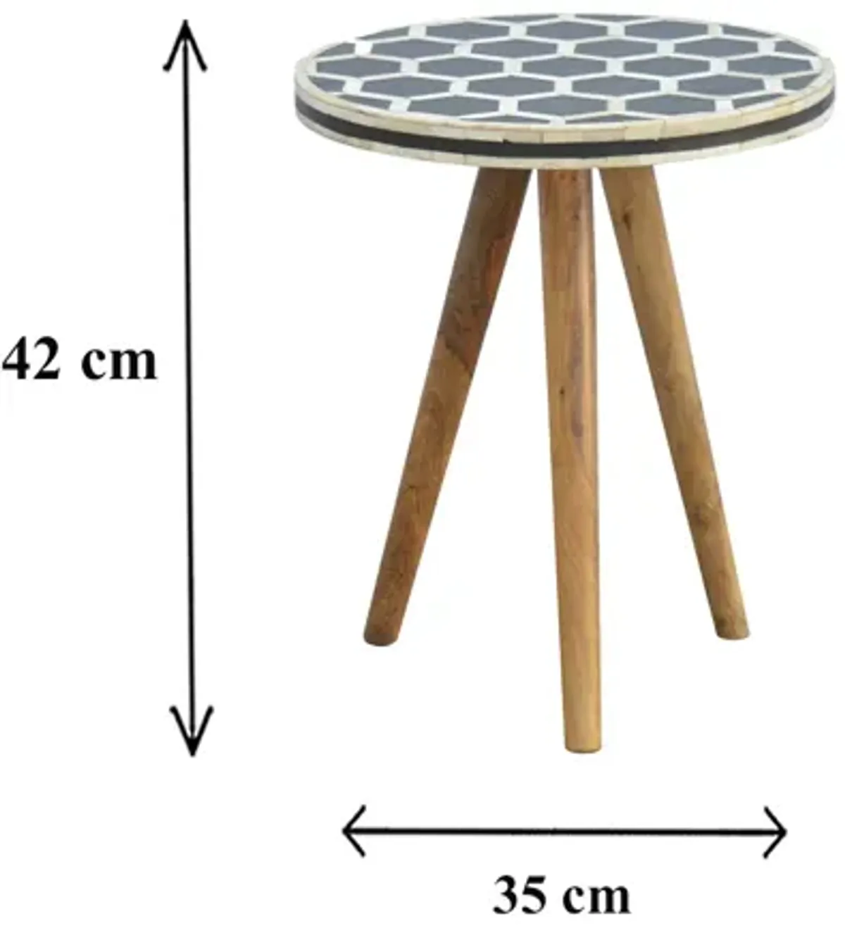 Solid Wood Bone Inlay Tripod Stool