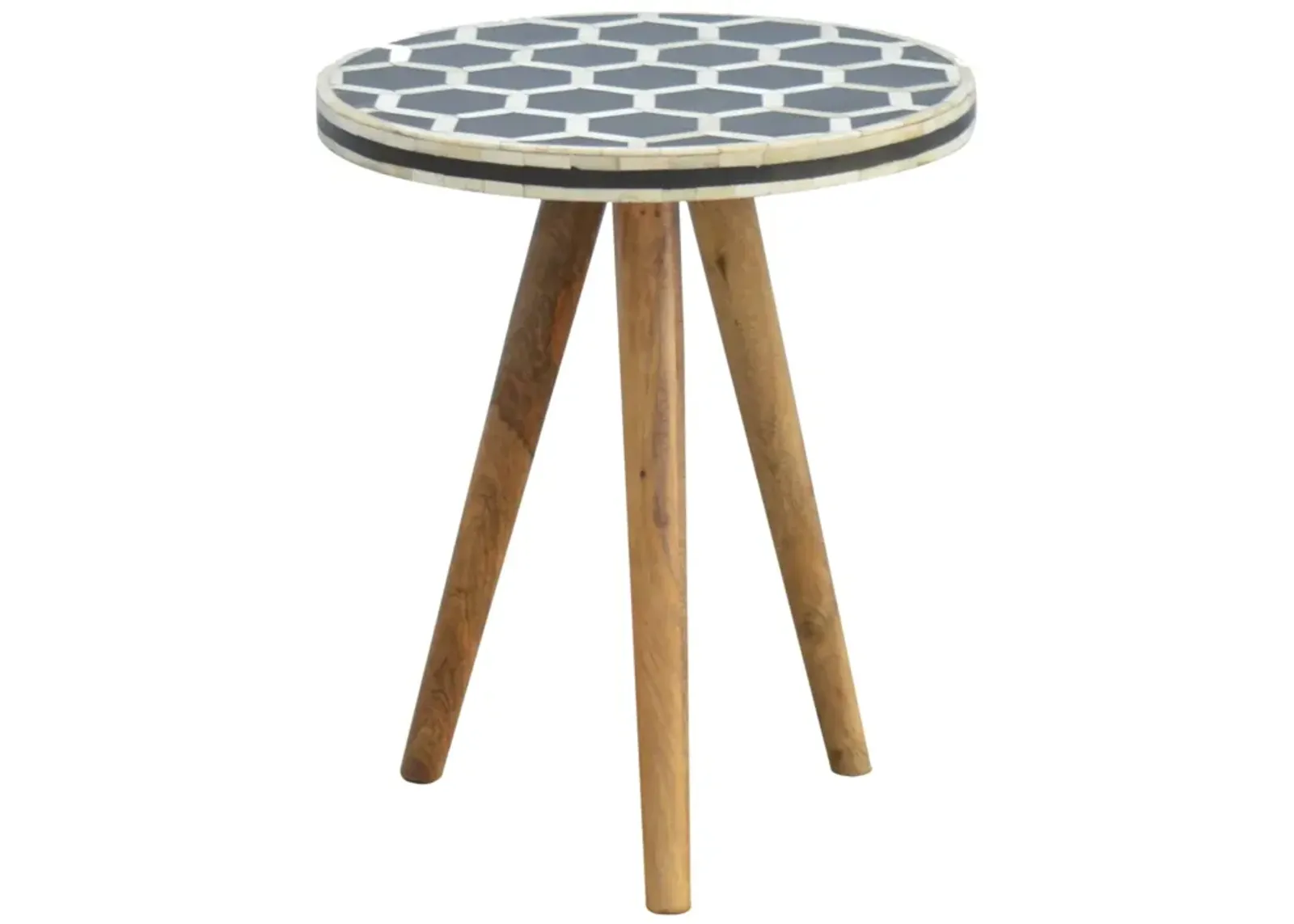 Solid Wood Bone Inlay Tripod Stool