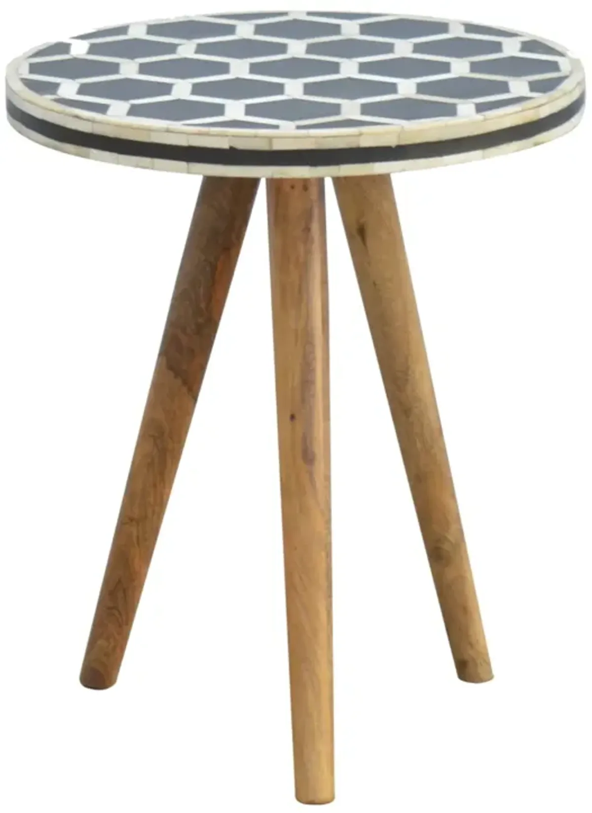 Solid Wood Bone Inlay Tripod Stool