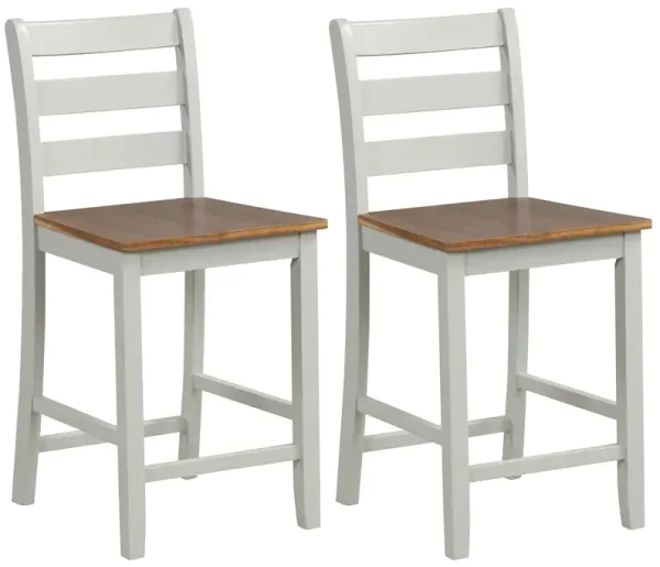 Set of 2 Counter Bar Stool with Inclined Backrest and Footrest