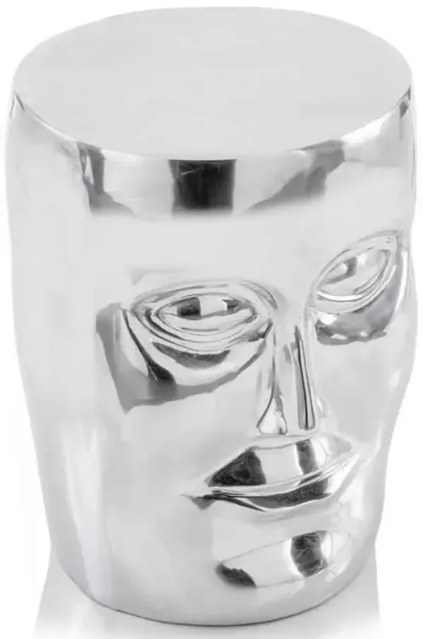 Hivvago 18 Inch  Silver Aluminum Faces Round End Table