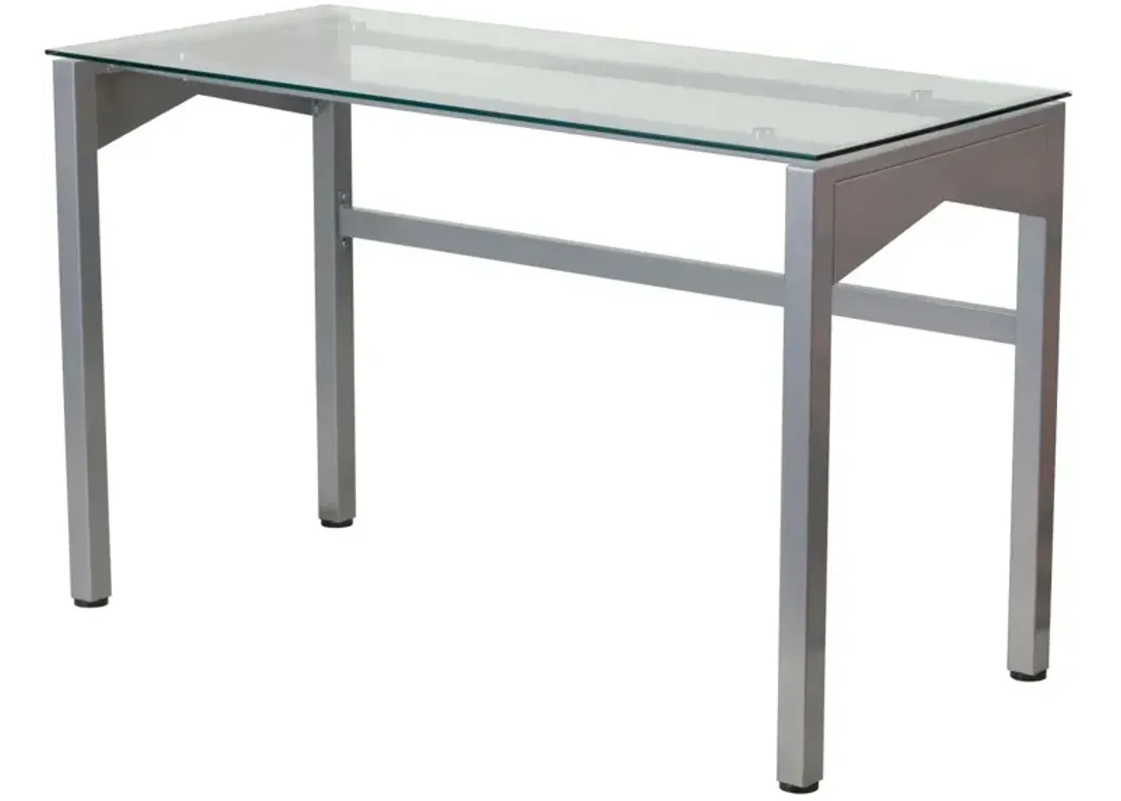 Hivvago Rectangular Writing Table Office Desk with Clear Tempered Glass Surface