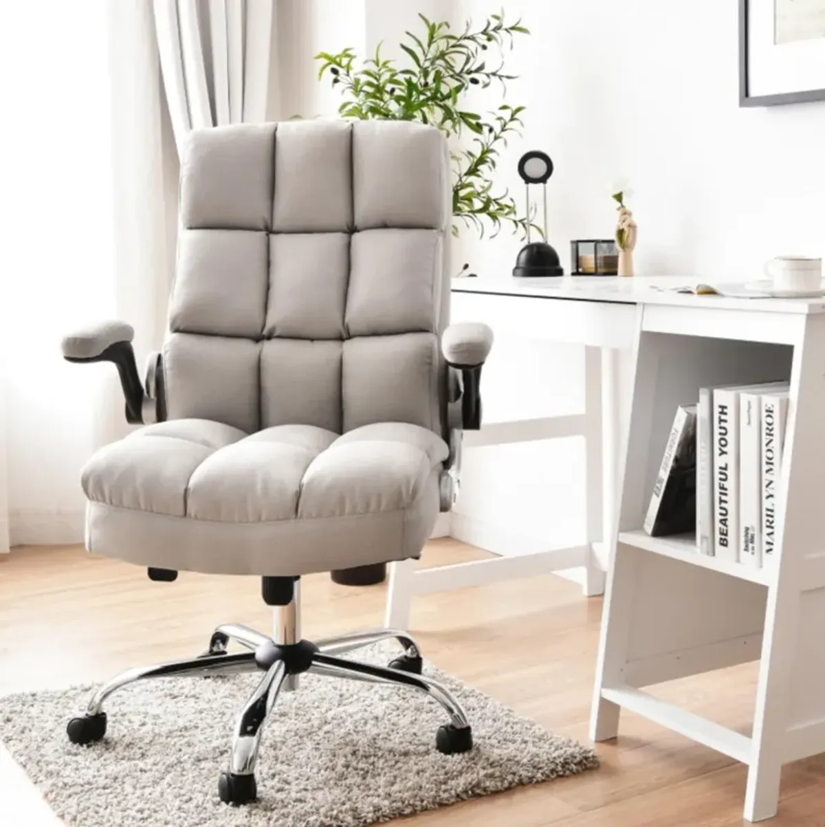 Hivvago Adjustable Swivel Office Chair with High Back and Flip-up Arm for Home and Office