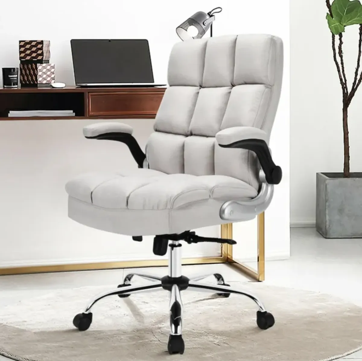 Hivvago Adjustable Swivel Office Chair with High Back and Flip-up Arm for Home and Office